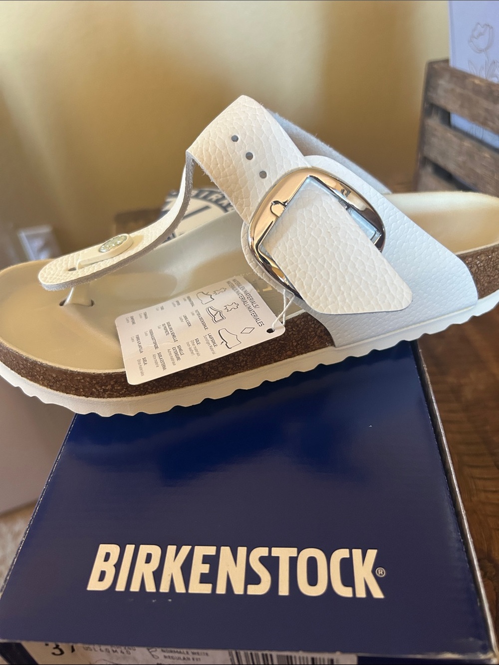 Birkenstock White Gizeh Big Buckle Thong Sandals - Picture 6 of 11